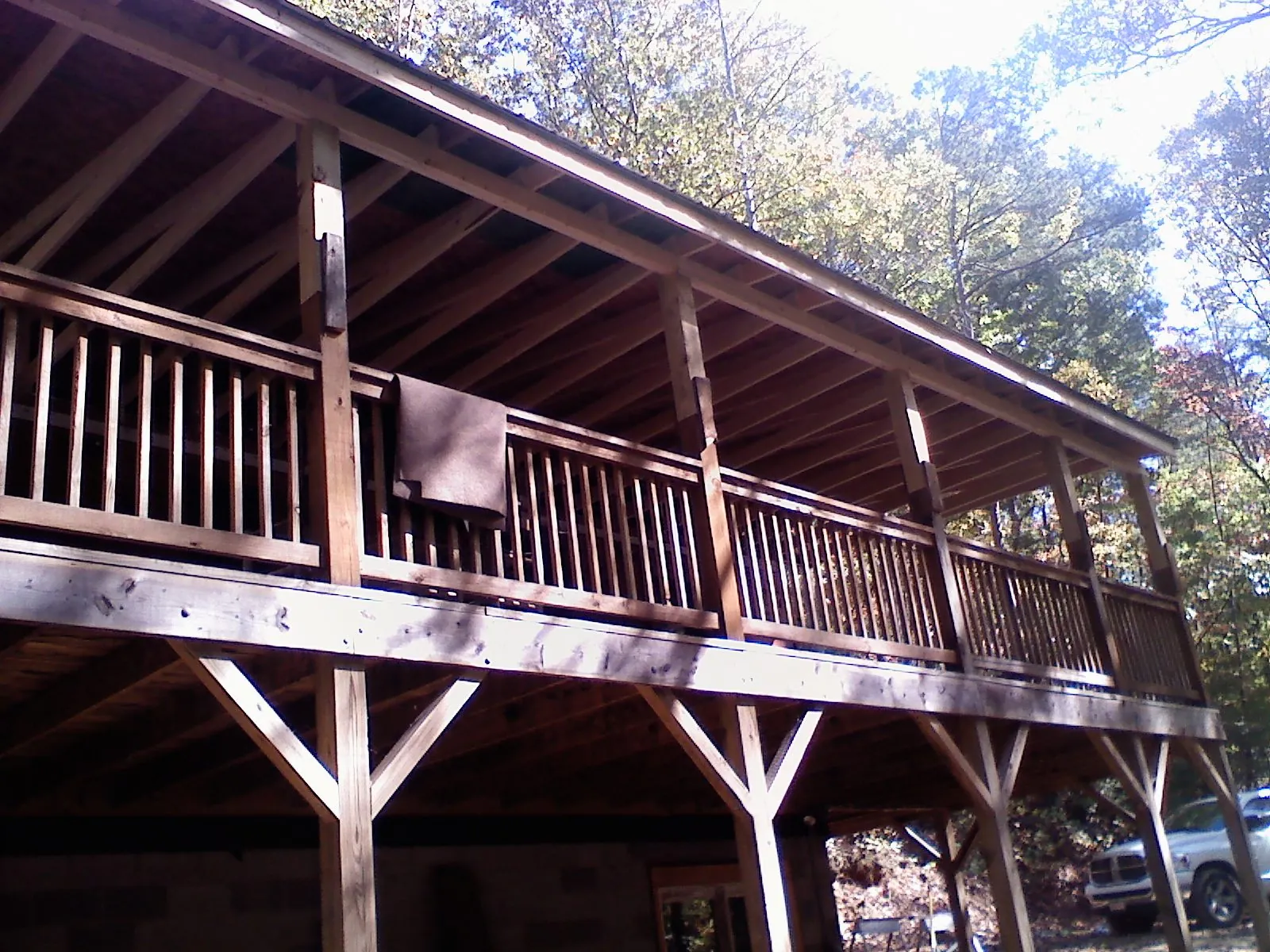 Timber framing under a new elevated porch and deck — Roof Leak Repair in Gulfport by Roofing Brothers